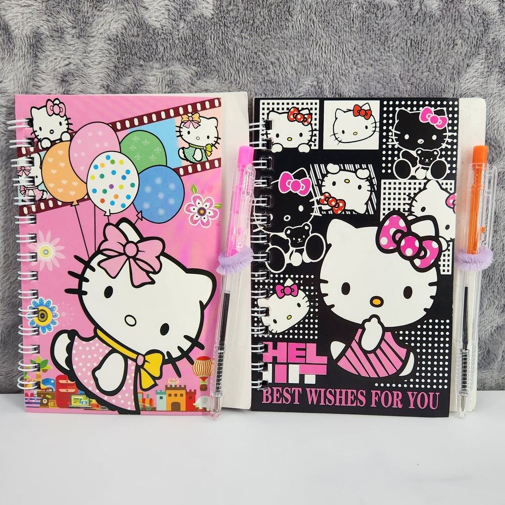 2 Spiral Pocket Notebook/Pen Hello Kitty Party 4x5.5" Journal or Diary